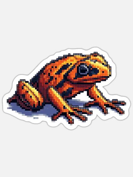 Pfeilgiftfrosch in cooler retro Pixelgrafik - Sticker Größe S (10 x 10 cm) - Mattweiß