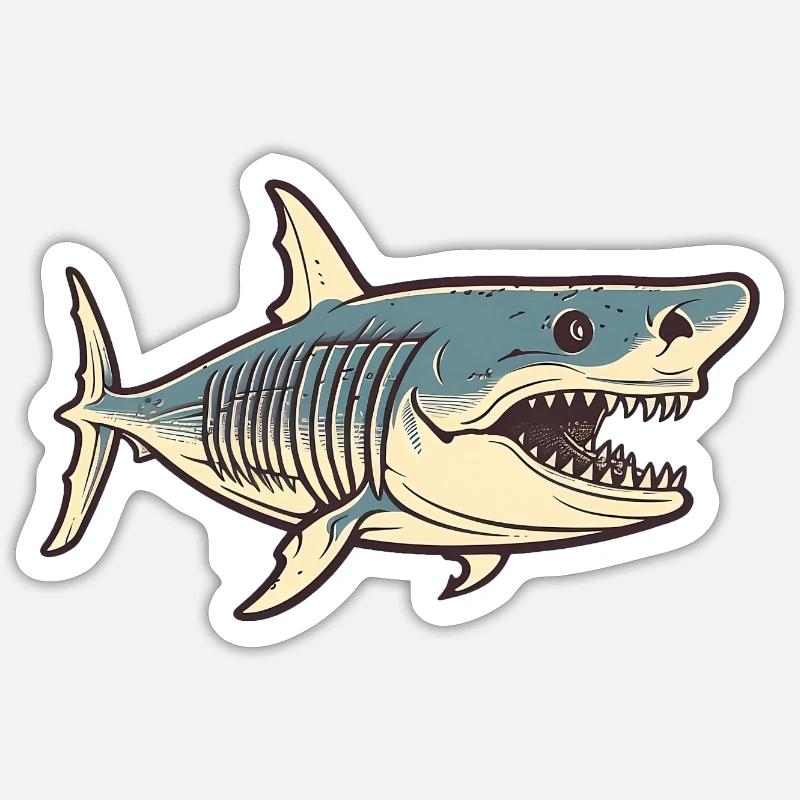 Dessin de requin Sticker taille S (10 x 10 cm)