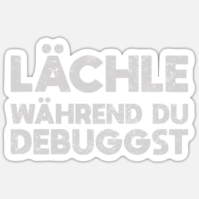 Lächle, Während Du Debuggst - Sticker Größe S (10 x 10 cm) - Mattweiß