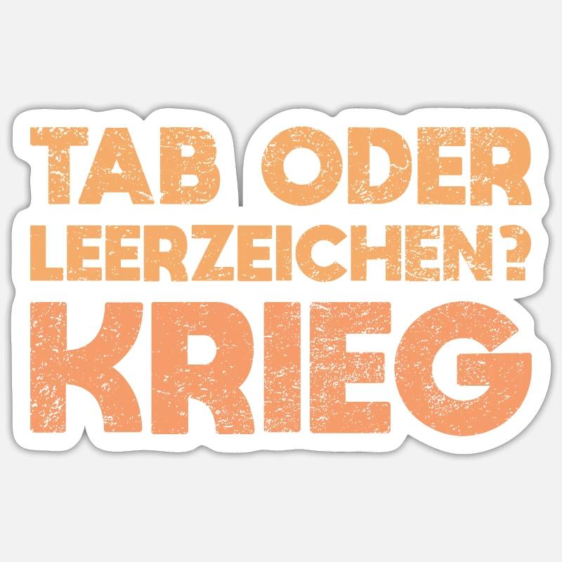 Tab Oder Leerzeichen? Krieg - Sticker Größe S (10 x 10 cm) - Mattweiß