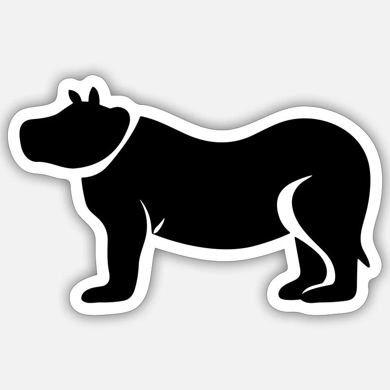 hippopotame - Sticker taille S (10 x 10 cm) - blanc mat