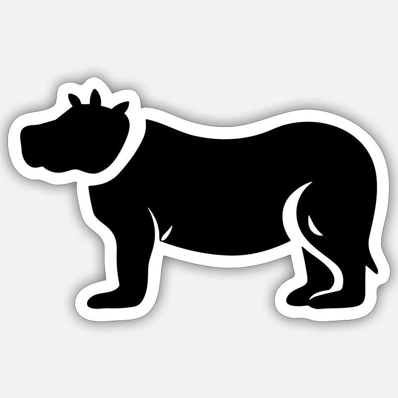 hippopotame - Sticker taille S (10 x 10 cm) - blanc mat