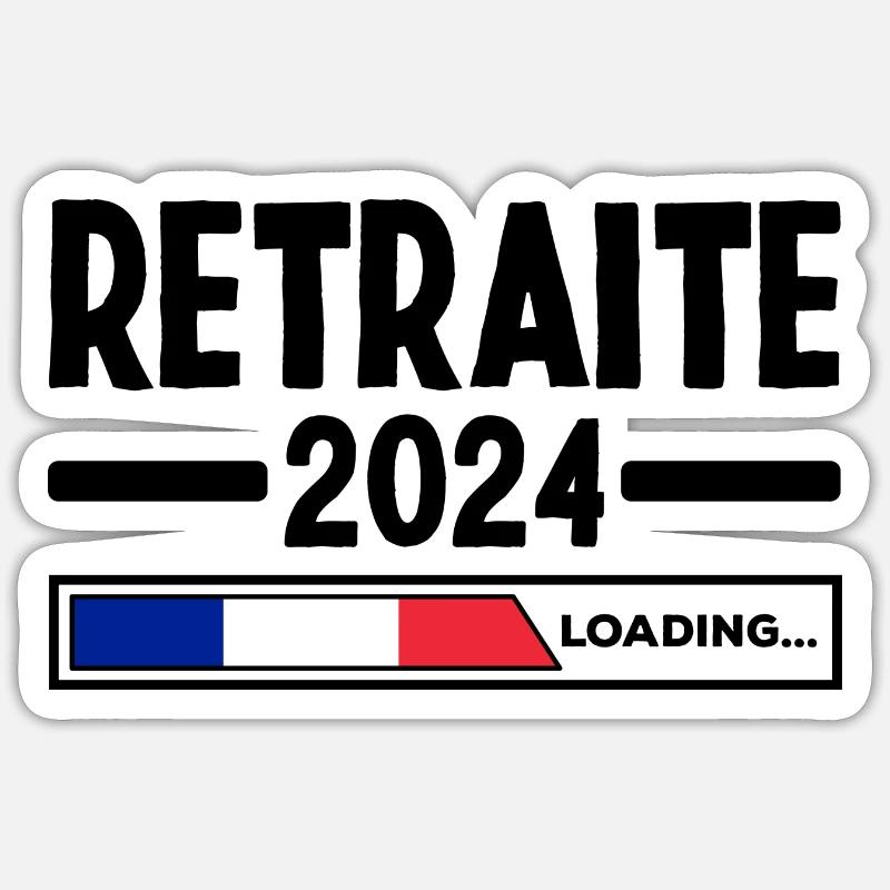Retraite 2024 Loading Idée Cadeau Retrait Français - Sticker taille S (10 x 10 cm) - blanc mat