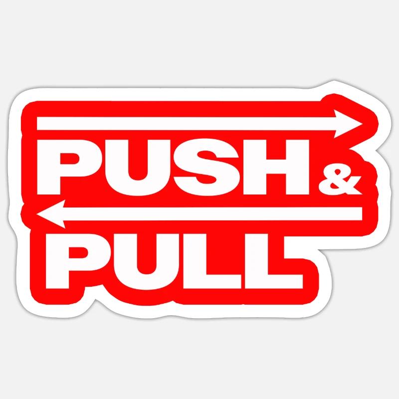 Push and Pull Red Sticker Größe S (10 x 10 cm)