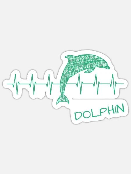 Dolphin Heartbeat Herzschlag Delfin - Sticker Größe S (10 x 10 cm) - Mattweiß