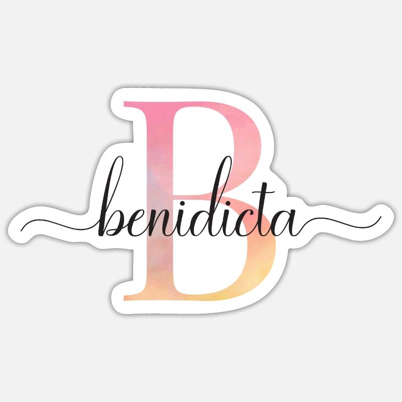 B | Monogramme | Nom | Bénédicte |Aquarelle Sticker taille S (10 x 10 cm)
