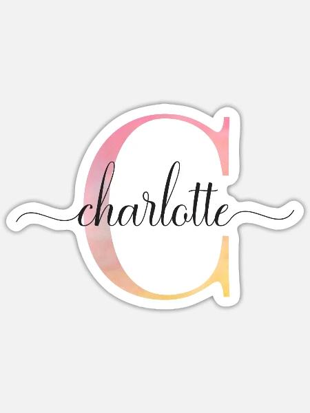 C | Monogramm | Name | Charlotte |Watercolor - Sticker Größe S (10 x 10 cm) - Mattweiß