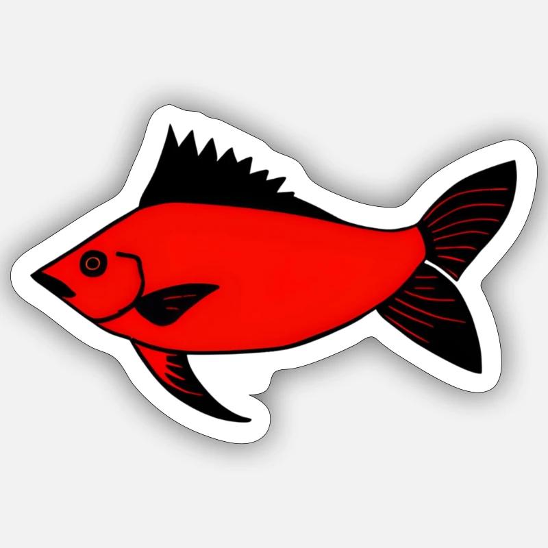 Expressionist Red Drummer Fish (Redfish) - Sticker size S (10 x 10 cm) - white matte