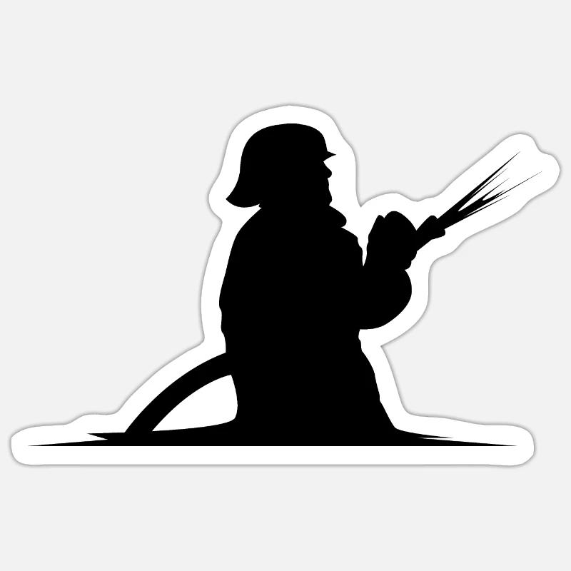 Graphique de l’icône de pompier de tuyau de pompier - Sticker taille S (10 x 10 cm) - blanc mat