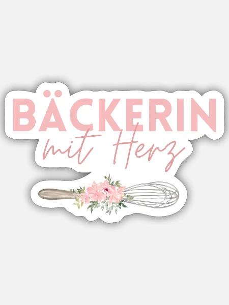 Bäckerin mit Herz! - Sticker Größe S (10 x 10 cm) - Mattweiß