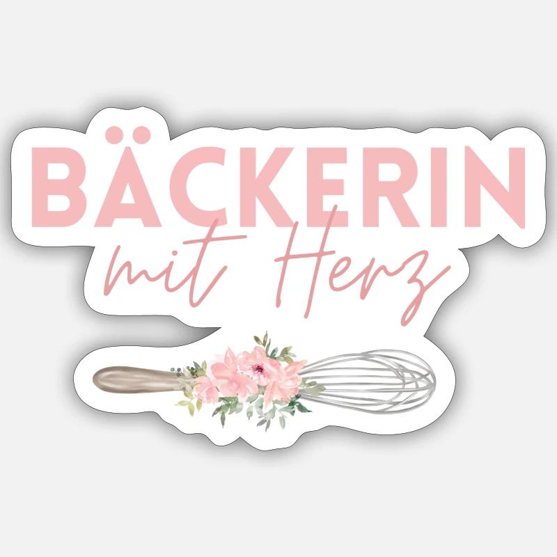 Bäckerin mit Herz! - Sticker Größe S (10 x 10 cm) - Mattweiß