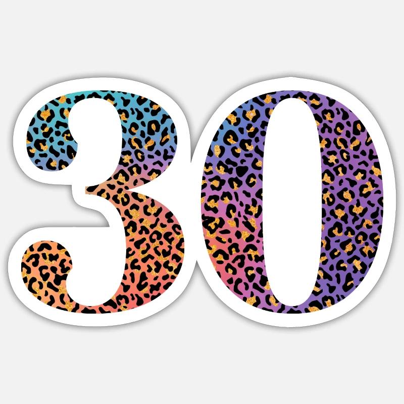 30e anniversaire léopard - Sticker taille S (10 x 10 cm) - blanc mat