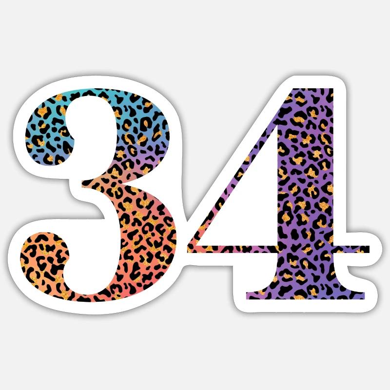 34th Birthday Leopard - Sticker size S (10 x 10 cm) - white matte