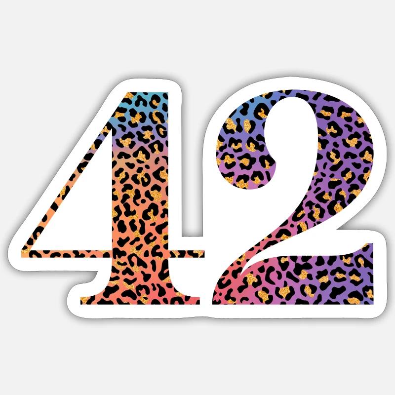 42e anniversaire léopard Sticker taille S (10 x 10 cm)