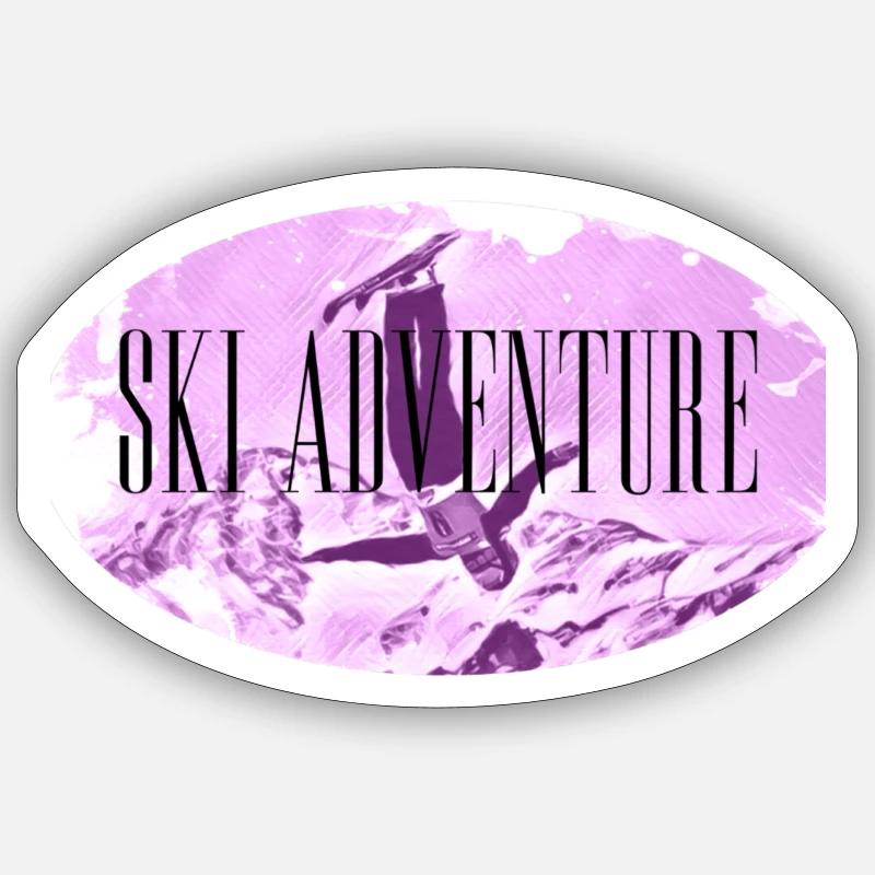 Aventure de ski - Sticker taille S (10 x 10 cm) - blanc mat