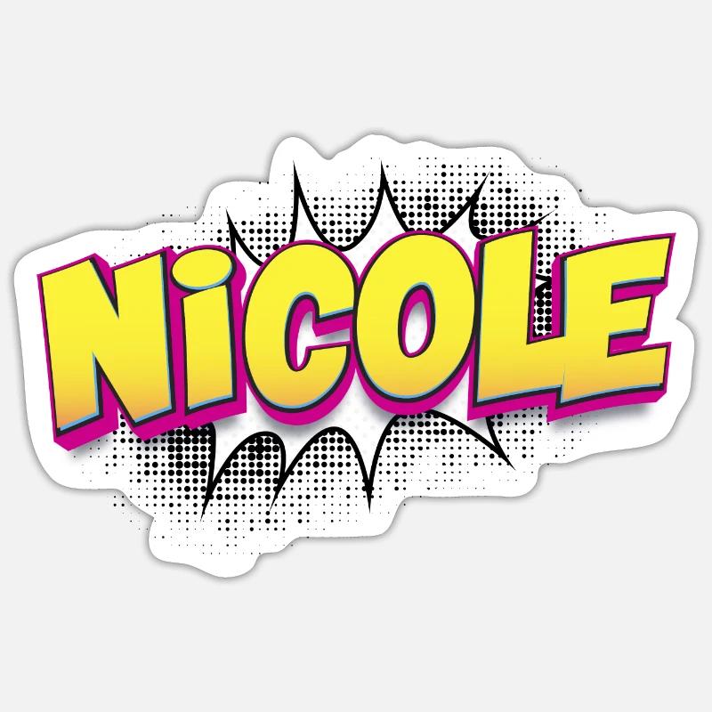 Nicole Benutzerdefinierter Name Comic-Buch-Stil Pop-Art, Sticker Größe S (10 x 10 cm)