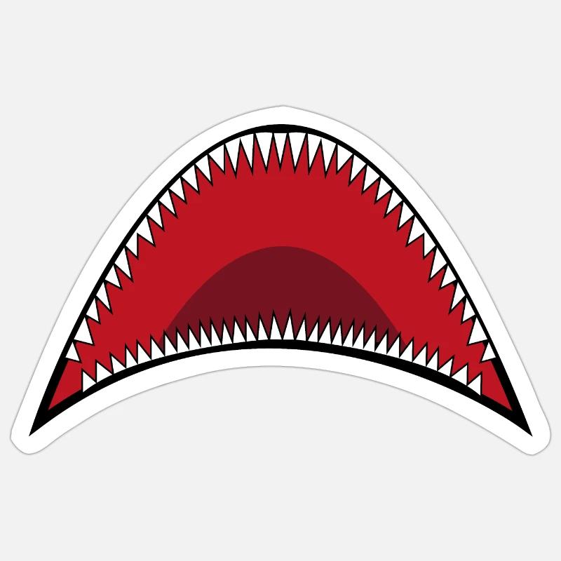 Bouche de requin - Sticker taille S (10 x 10 cm) - blanc mat
