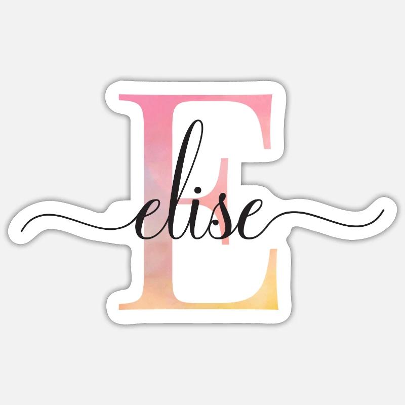 E| Monogramme | Nom | Élise |Aquarelle - Sticker taille S (10 x 10 cm) - blanc mat