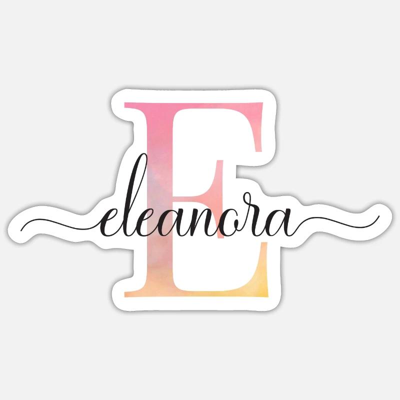 E| Monogramme | Nom | ÉléanoeaAquarelle - Sticker taille S (10 x 10 cm) - blanc mat