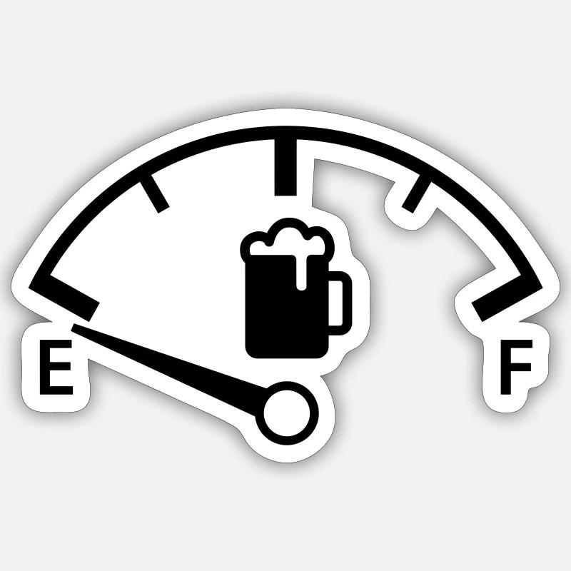 Beer Speedometer + Your Text - Sticker size S (10 x 10 cm) - white matte