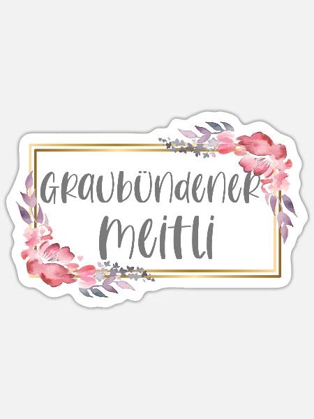 Schweiz Graubünden Mädchen Heimat Geschenk - Sticker Größe S (10 x 10 cm) - Mattweiß