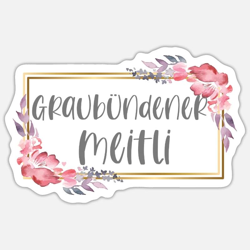 Schweiz Graubünden Mädchen Heimat Geschenk - Sticker Größe S (10 x 10 cm) - Mattweiß