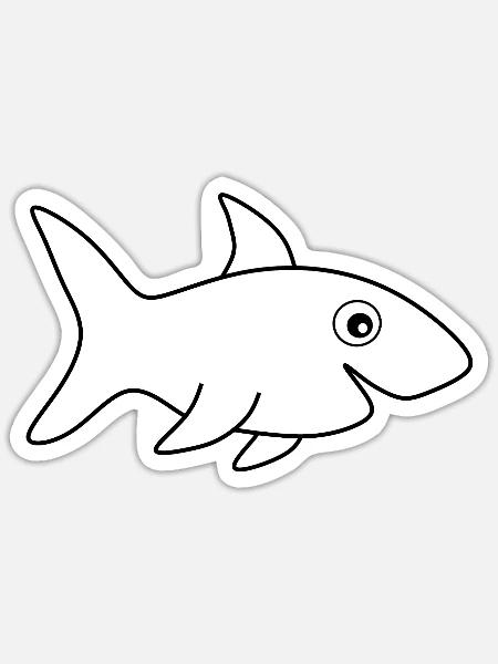 Haifisch Haie Fisch angeln - Sticker Größe S (10 x 10 cm) - Mattweiß