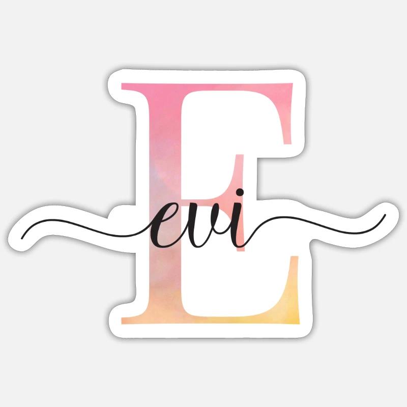 E| Monogramm | Name | Evi |Watercolor - Sticker Größe S (10 x 10 cm) - Mattweiß