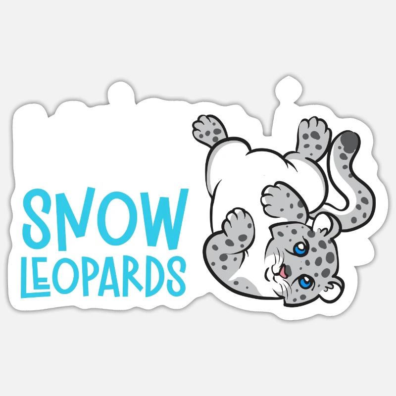Schneeleopard - Sticker Größe S (10 x 10 cm) - Mattweiß