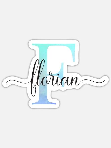 E| Monogramm | Name | Florian | Watercolor - Sticker Größe S (10 x 10 cm) - Mattweiß