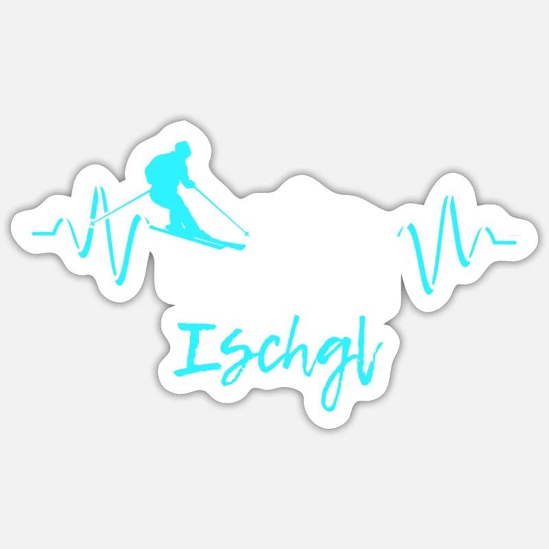 Ski Ischgl - Sticker taille S (10 x 10 cm) - blanc mat
