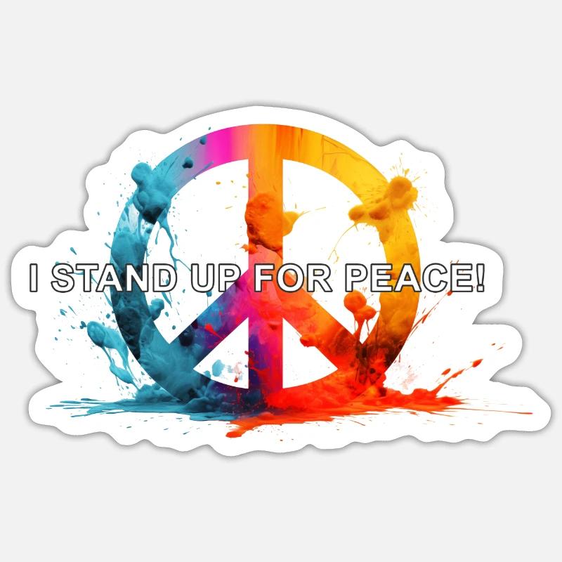 StandUp4peace 02 - Sticker Größe S (10 x 10 cm) - Mattweiß