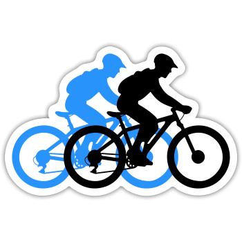 Mountain Bike Bicycle Man Silhouette - Sticker size S (10 x 10 cm) - white matte - Front