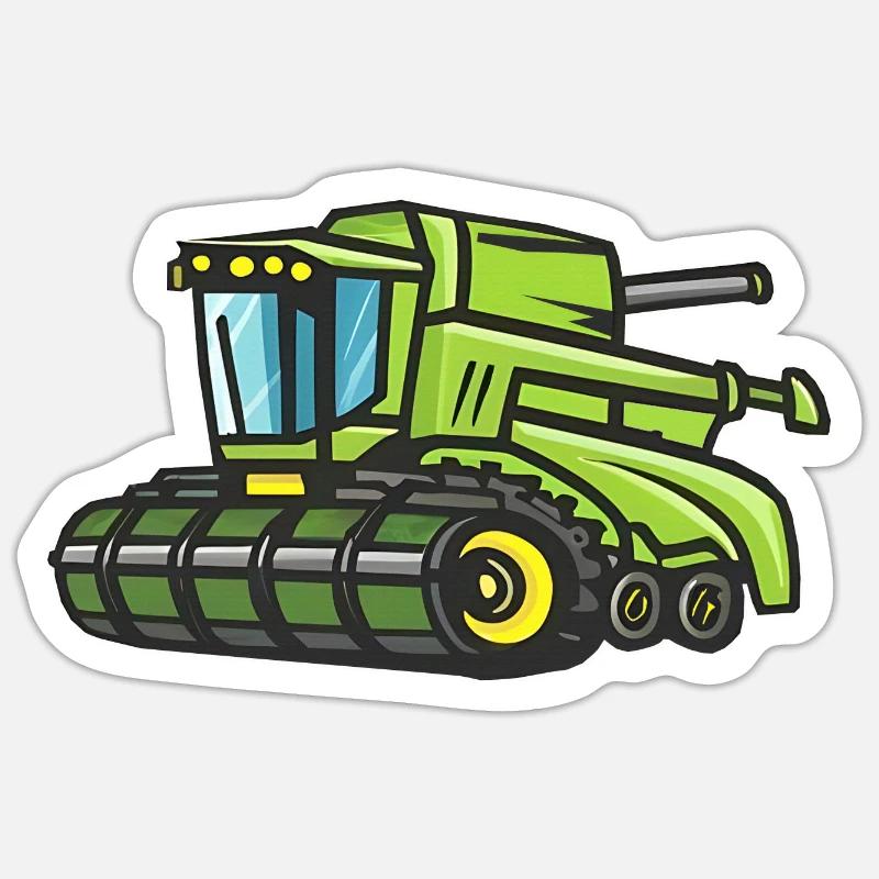moissonneuse-batteuse verte - Sticker taille S (10 x 10 cm) - blanc mat
