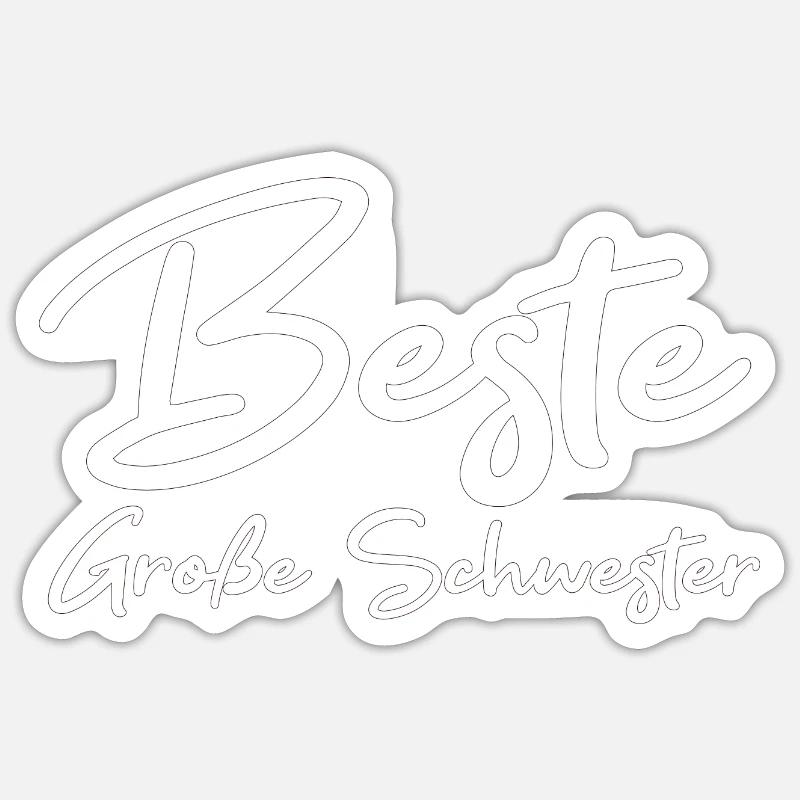Beste Große Schwester - Sticker Größe S (10 x 10 cm) - Mattweiß