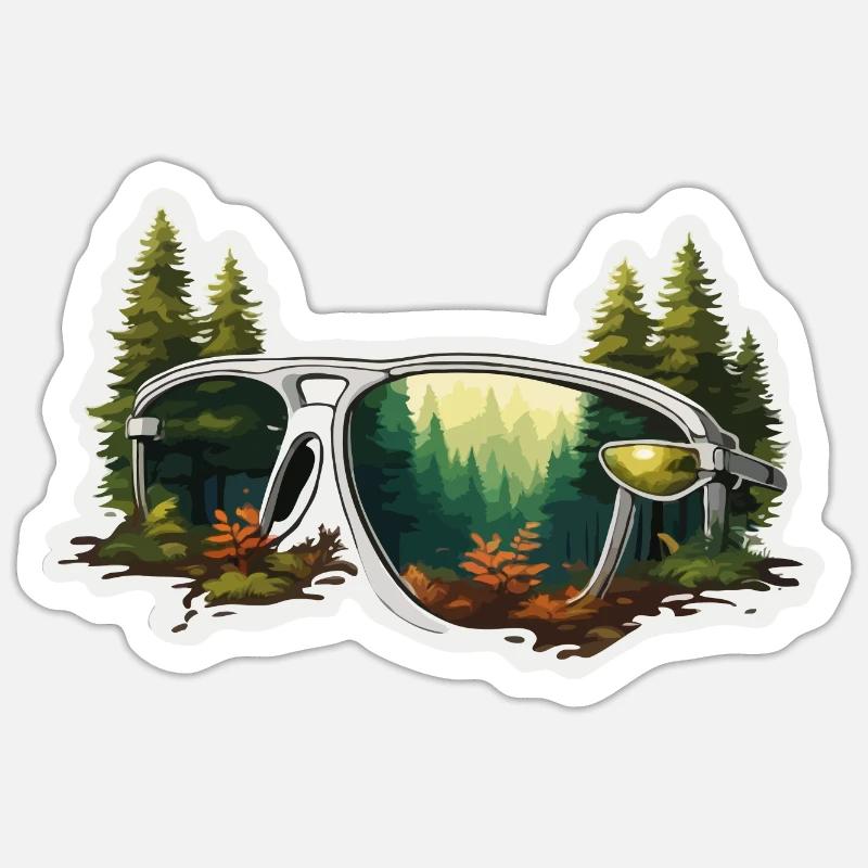 Sunglasses / Reflection / Forest / Reflection - Sticker size S (10 x 10 cm) - white matte