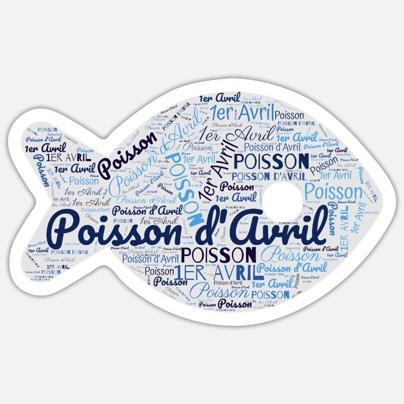POISSON. POISSON D'AVRIL - Sticker taille S (10 x 10 cm) - blanc mat