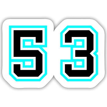 53 Zahl Symbol - Sticker Größe S (10 x 10 cm) - Mattweiß - Vorne