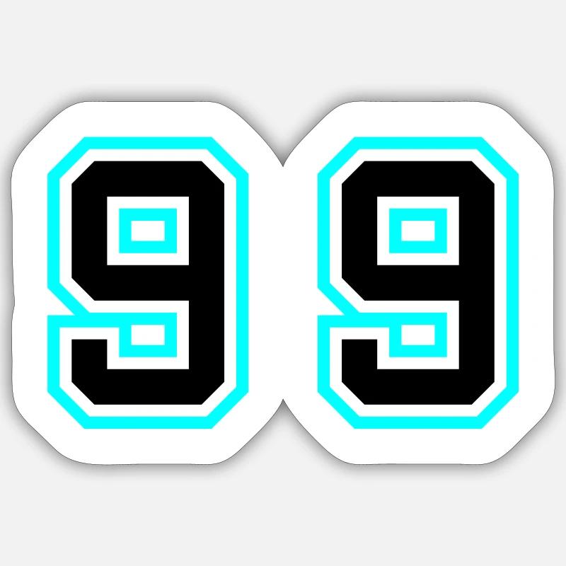 99 Symbole numérique - Sticker taille S (10 x 10 cm) - blanc mat