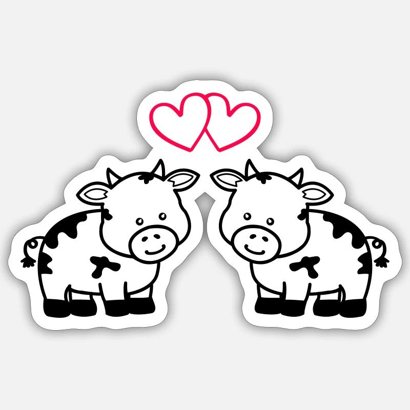 vaches amoureuses Sticker taille S (10 x 10 cm)