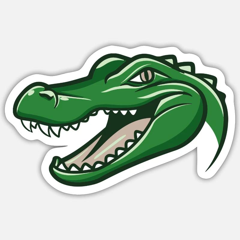 Grotschi das Krokodil - Sticker Größe S (10 x 10 cm) - Mattweiß