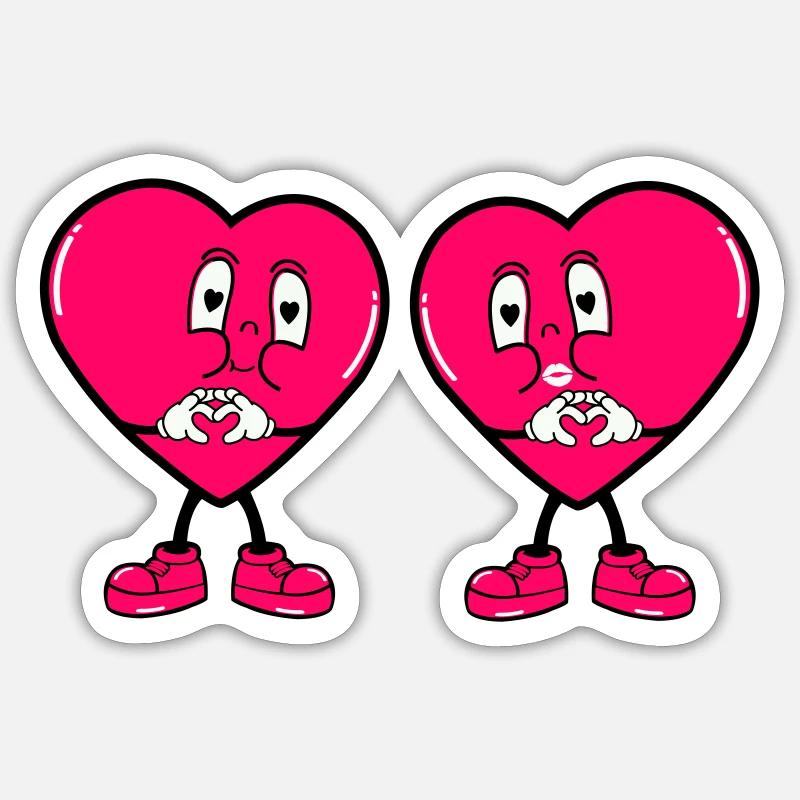 Amour des cœurs comiques - Sticker taille S (10 x 10 cm) - blanc mat