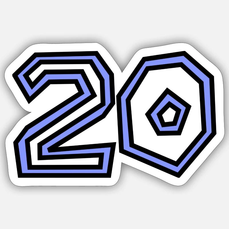 20. 20 ANS - Sticker taille S (10 x 10 cm) - blanc mat