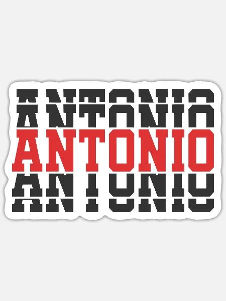 Antonio T-Shirt Geschenkidee gestapelter Text - Sticker Größe S (10 x 10 cm) - Mattweiß