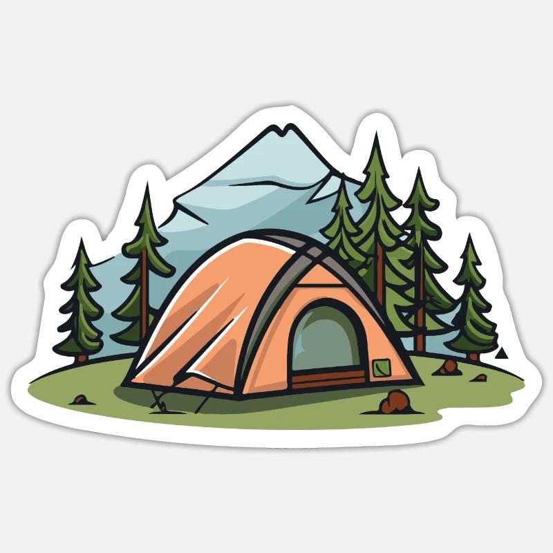 Camping Tent - Sticker size S (10 x 10 cm) - white matte