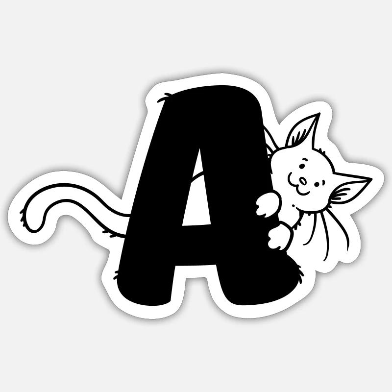 Cat Letter A - Sticker size S (10 x 10 cm) - white matte