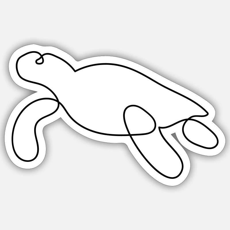 Turtle One-Line Style Sticker size S (10 x 10 cm)