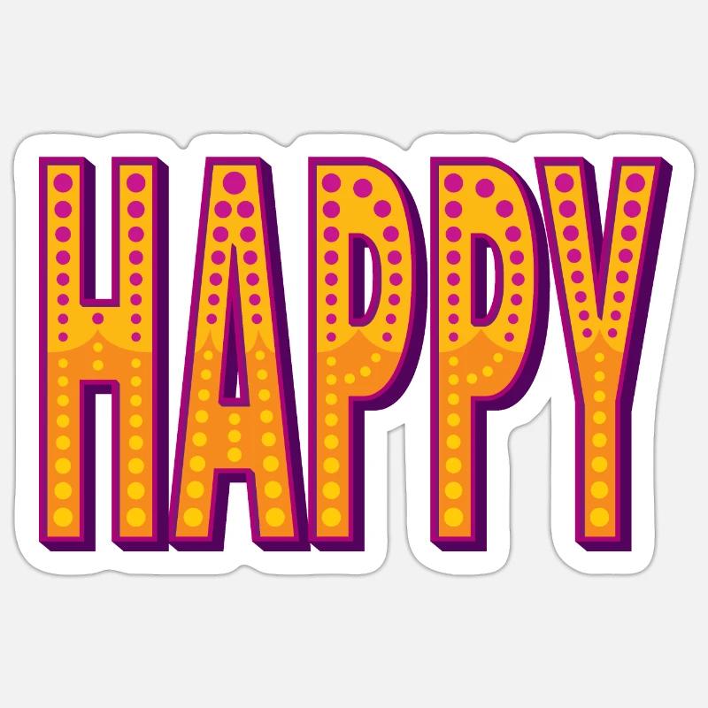 Style de cirque heureux - Sticker taille S (10 x 10 cm) - blanc mat