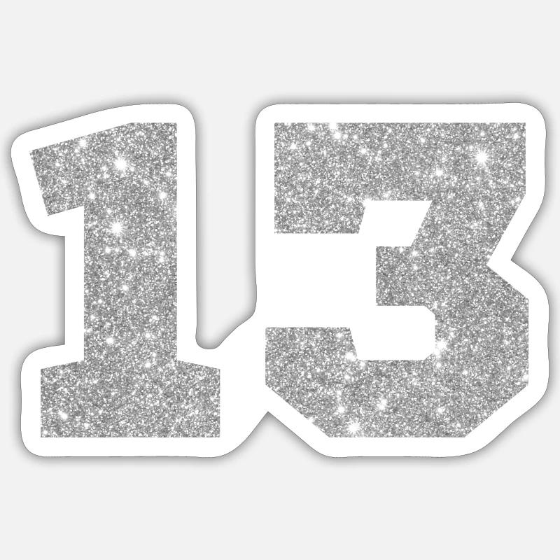 Nummer 13 Pink Glitter - 13. Geburtstag - Sticker Größe S (10 x 10 cm) - Mattweiß