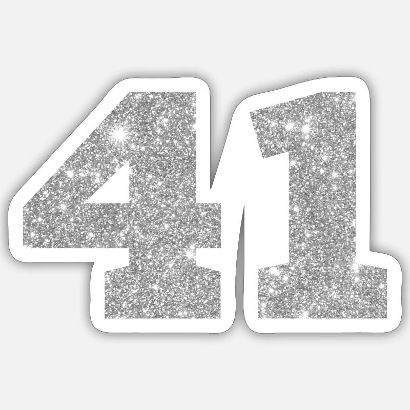 Nummer 41 Silberner Glitzer - 41. Jubiläum Sticker Größe S (10 x 10 cm)